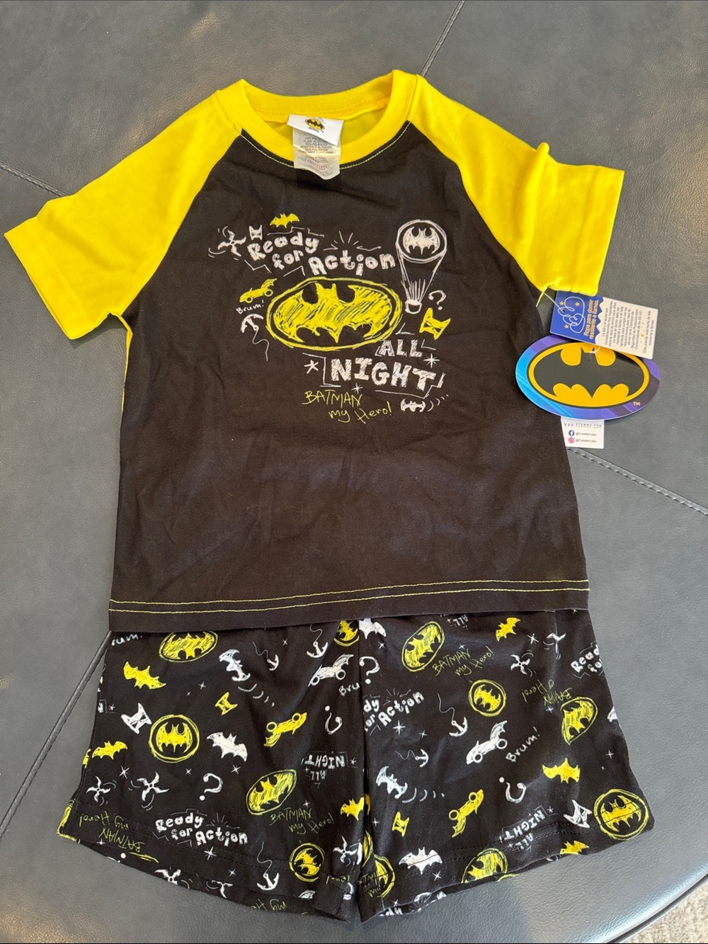 Batman Black and Yellow Short Sleeve Pajama Set